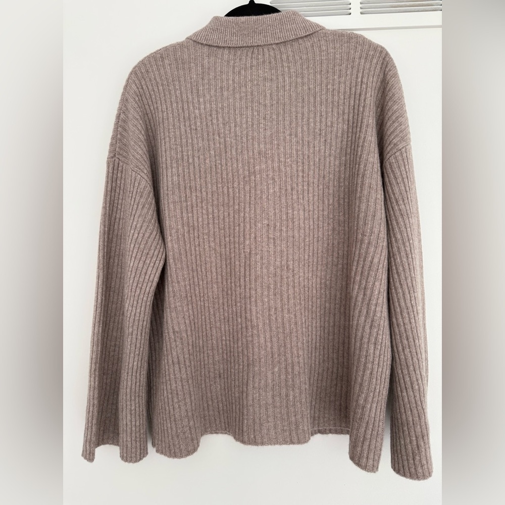 Reformation Fantino Cashmere Collared Cardigan, Oatmeal, S - Picture 6 of 9